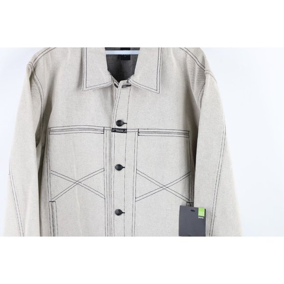 NOS Vtg 90s Marithe Francois Girbaud Mens Large Baggy Denim Trucker Jacket White - Picture 3 of 14